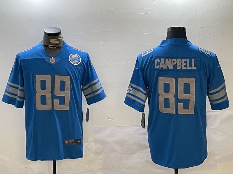 Men Detroit Lions #89 Campbell Blue 2024 Nike Limited NFL Jersey style 2